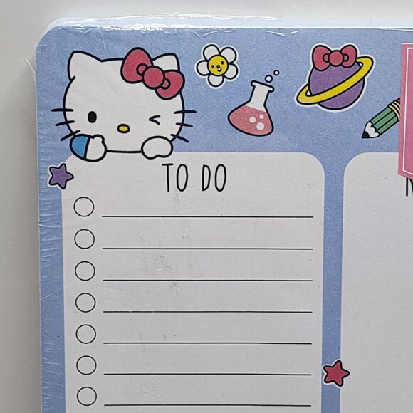 Hello Kitty Desk Note Pad w/ Tear Off Sheets, Gel Pen | Science Theme | NEW - Picture 3 of 8